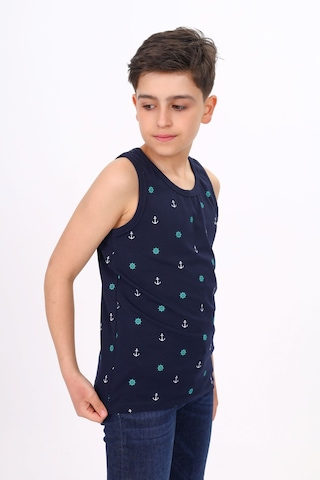 Toontoy Kids Toontoy Erkek Çocuk Baskılı Bisiklet Yaka Basic Atlet Lacivert