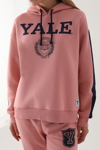 Yale Pembe Kapüşonlu Baskı Detay Kadın Sweatshirt 5274-41207 Pembe