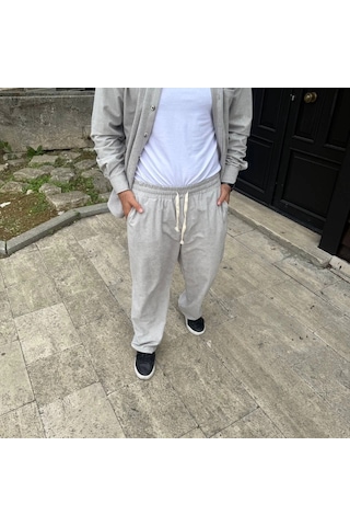 Primemağazam Erkek Fitilli Kadife Cepli Buggy Pantolon Oversize Rahat Kalıp - Gri Çeşitli
