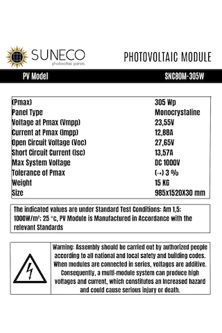 305w Watt Half-cut Monokristal Solar Yüksek Amper Güneş Paneli