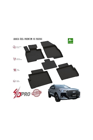 Chery Tiggo 7 İle Uyumlu Havuzlu Kauçuk 4d Paspas 2025 2026 2027 2028