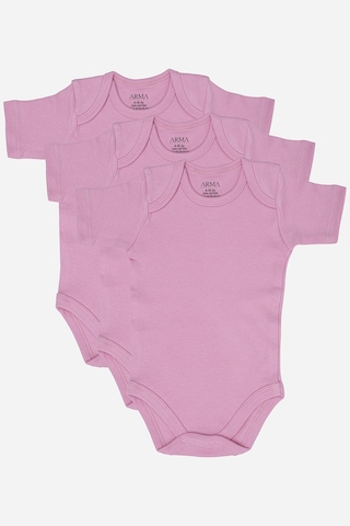Arma Yıldız %100 Organik Pamuk 3'lü Pembe Kısa Kollu Bebek Çıtçıtlı Zıbın Body Pembe