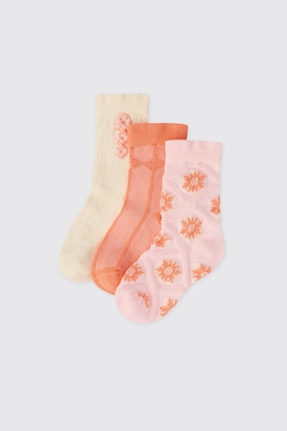 Panço Kız Çocuk Pembe 3'lü Soket Çorap 2612gk11006