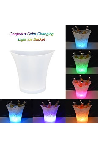 Neevoyu 5l Hacimli Led Renk Değiştiren Işıklı Buzluk - Ergonomik Kavisli Tasarım, Ip65 Su Geçirmez, Taşınabilir, Temizliği Kolay Beyaz