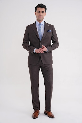 Efor Slim Fit Çift Yırtmaç Sivri Yaka Esnek Kahverengi Klasik Takım Elbise Tk 939 Kahverengi