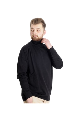 Mode Xl Büyük Beden Erkek Kazak Balıkçı Yaka 22205 Siyah 001