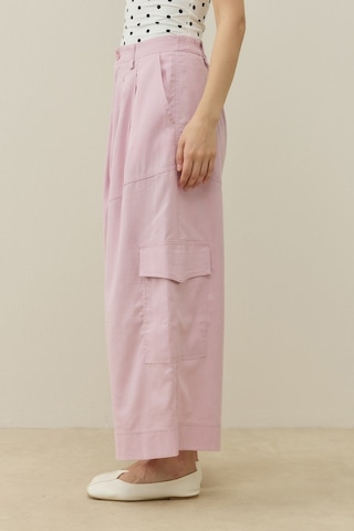 Molene Pembe Kargo Cepli Crop Keten Pantolon