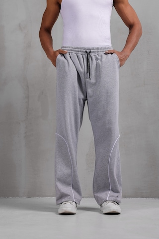 Dark Moda Erkek Oval Şeritli Baggy Eşofman Gri