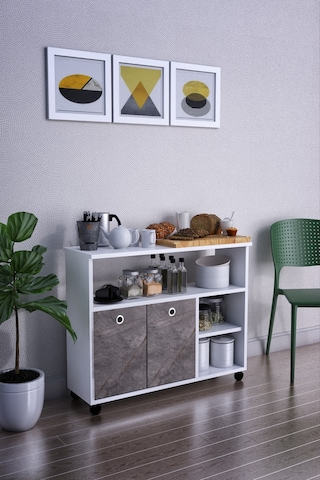 Dolap Taşınabilir Çok Amaçlı 2 Kapaklı Katlı Mutfak Balkon Dolabı Gordiyon