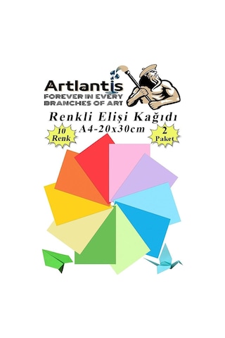 Artlantis Elişi Kağıdı A4 10 Renk 2 Paket El İşi Kağıdı 10 Lu Kreş Ana Sınıfı Okul Öncesi Sınıf Malzemesi