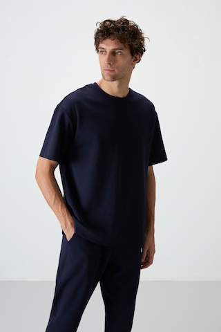 Tommy Life Lacivert Pamuklu Kalın Yumuşak Dokulu Oversize Fit Basic Erkek Eşofman Takım - 85251 Lacivert