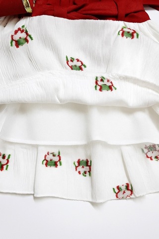 Çantalı Çiçekli Kız Çocuk Elbise Kırmızı