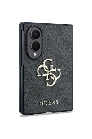 Samsung Uyumlu Galaxy Z Fold 8 Kılıf Guess Lisanslı 4g Desenli Metal Büyük 4g Ve Yazı Logolu Kapak Siyah