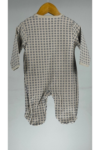 Kareli %100 Pamuklu Patikli Bebek Tulum Bipamuk 001