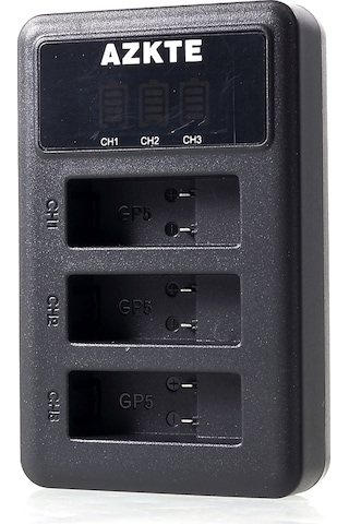 Cbtx Azkte At850 Lcd Ekran Gopro Hero Uyumlu 3 Yuvalı Pil Şarj Cihazı 5 6 7