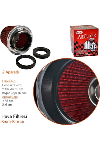 Carub Ses ve Perans  Açık Hava Filtresi +6 Hp Kırmızı Aparatlı Üniversal (00) (ŞüsCarOto Aksesuar)