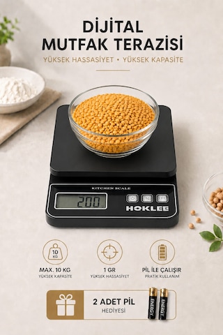10 Kg Hassas Dijital Mutfak Terazisi Dara Fonksiyonlu Ekranlı Dayanıklı Hassas Mutfak Tartısı Hk8006 Siyah