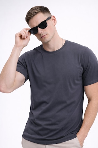Freemen Erkek/unisex Bisiklet Yaka Basic Tişört %100 Pamuk-371 Antrasit