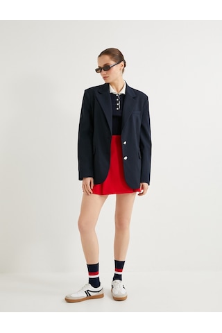 Koton Blazer Ceket Kapaklı Cepli Düğmeli Standart Kesim Lacivert 4sak50094pw Lacivert