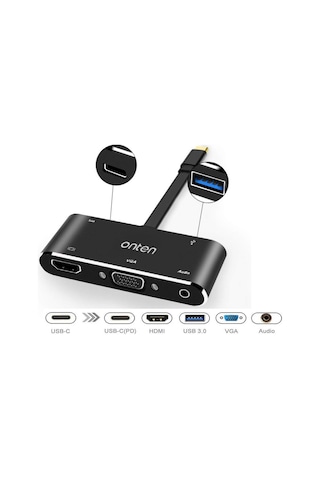 Onten Usb C To Hdmı Vga Hub Adaptör, 5-In-1 4K Type C To Hdmı+Vga