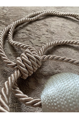 Modern Sarım 4 Toplu Braçol Kornişe Takmatik Ipli Tavan Perde Aksesuarı Vizon - Krem