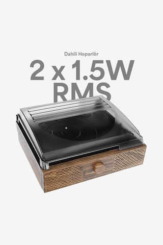 Doob Audio Db-9191 Rustik Dahili Hoparlörlü Bluetoothlu Ahşap Pikap