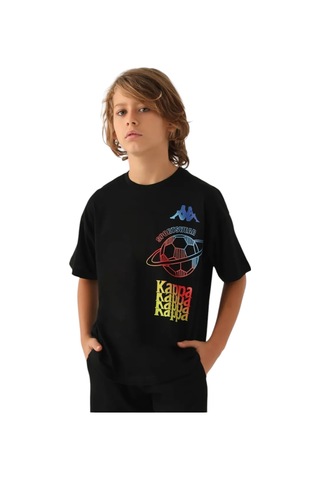 Kappa Authentic Cayden Erkek Çocuk Antrasit Regular Fit Tişört SIYAH