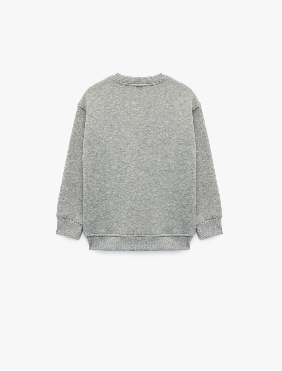 Koton Oversize Uzun Kollu Bisiklet Yaka Şardonlu Baskılı Sweatshirt Gri 6wkb10111tk