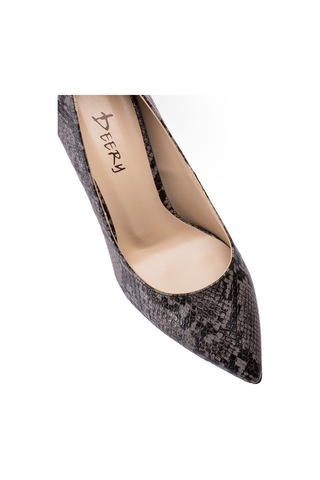 Deery Gri Yılan Desenli Kadın Stiletto Gri