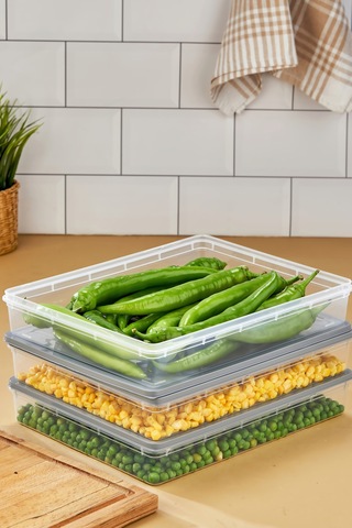 Multi Box 3 Lü Set Saklama Kabı Seti - Dondurucu & Mikrodalga Uyumlu Gri