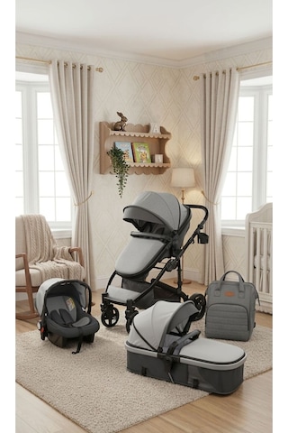 Lüks 4 Ü 1 Arada Travel Sistem Bebek Arabası Seti Portbebe, Ana Kucağı, Çanta,