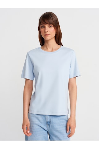 Dilvin 31763 Bisiklet Yaka T-shirt-açık Mavi Açık Mavi