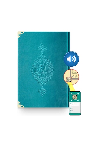 Çanta Boy Kadife Kur'An-I Kerim (Turkuaz. Yaldızlı. Mühürlü) N11.1727