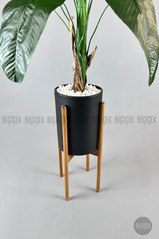 Biçiçek Yapay Muz Ağaci 125 Cm Ayakli Si̇yah Metal Saksıda