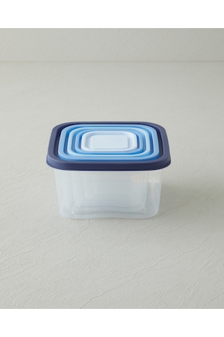 English Home Keep Me Plastik 5'li Saklama Kabı 160-300-500-885-1500 Ml Mavi
