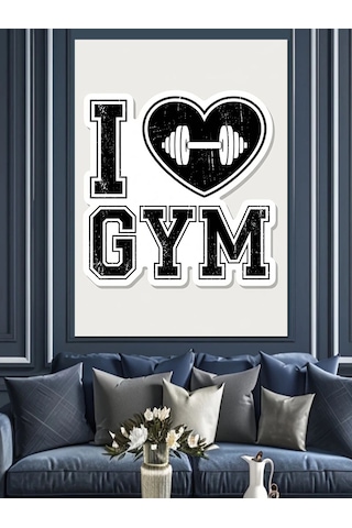 Ahşap Tablo Kalp Şeklinde Dambıl Fitness Yazısı Hayvan Tabloları