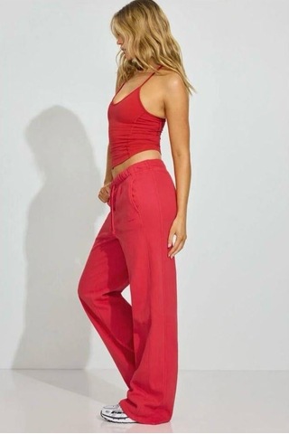 Madmext Kırmızı Bol Paça Kadın Eşofman Altı Mg2279 Kırmızı