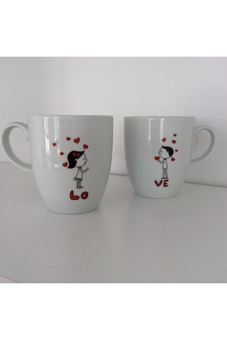 Love Porselen Kupa Sevgiliye Hediye Çok Renkli