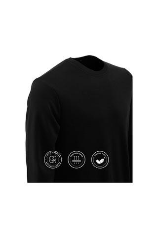 Elemge Pamuklu Erkek Sweatshirt Siyah Soft Touch Relax Fit Basic Bisiklet Yaka 3 Iplik Nefes Alan