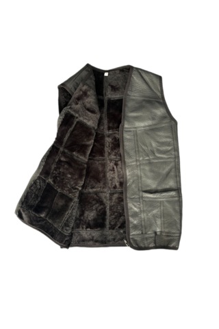 Özel Üretim Patchwork Kürk-süet Gerçek Deri Çocuk Yelek 5-6 Yaş Siyah