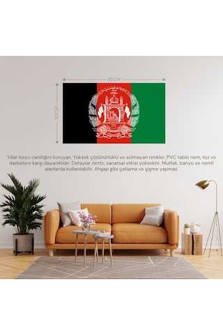 Afganistan Ülke Bayrağı 45x30cm Duvar Tablosu Çerçevesiz Pvc Tablo
