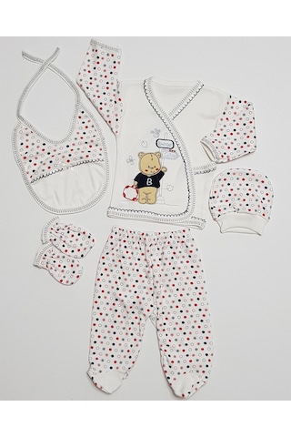 We Bombinoo 5li Zıbın Seti Ayıcık Nakışlı Hastane Çıkışı Çok Renkli