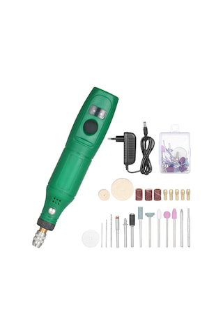 Youtek 12v Mini El Taşlama Seti, 24 Parça Aksesuarlı, 5000-15000 Rpm Hız Ayarlı, Yeşil, Eu Fişli