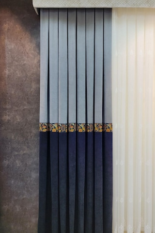 Country Fon Perde Gri Siyah Renk Gri