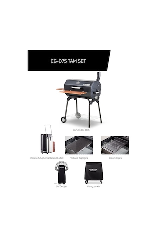 Guruss CG-075 Kömürlü Barbekü Mangal Tam Set Siyah