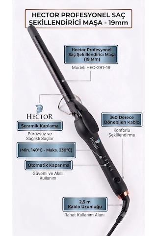 Hector Profesyonel Saç Şekillendirici Maşa 19 Mm