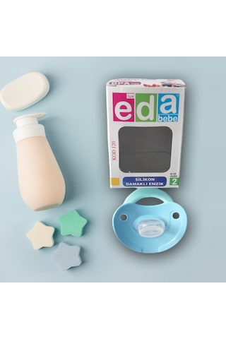 Eda Bebe Lüx Silikon Damaklı Emzik 3'lü Eko Set - 6-18 Ay -3 Renk Çok Renkli