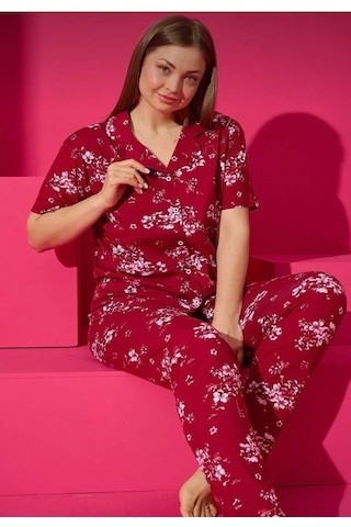 Eliz 7005-9-b Pamuk Battal Kısa Kol Kadın Pijama Takımı Çok Renkli