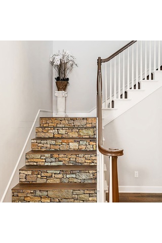 Tenfowee 13 Adet Taş Desenli 3d Merdiven Sticker - 18x100cm Pvc Materyal, Kolay Uygulama, Ev Dekorasyonu Diğer