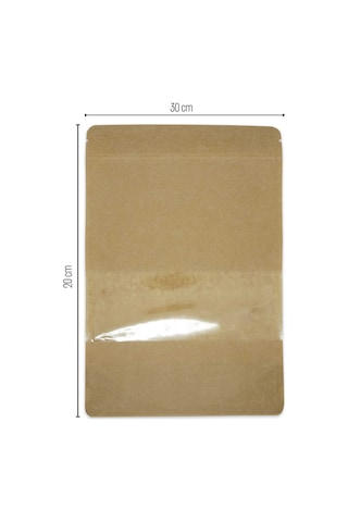 20X30X10 Kraft Pencereli Kilitli Doypack 50 Adet